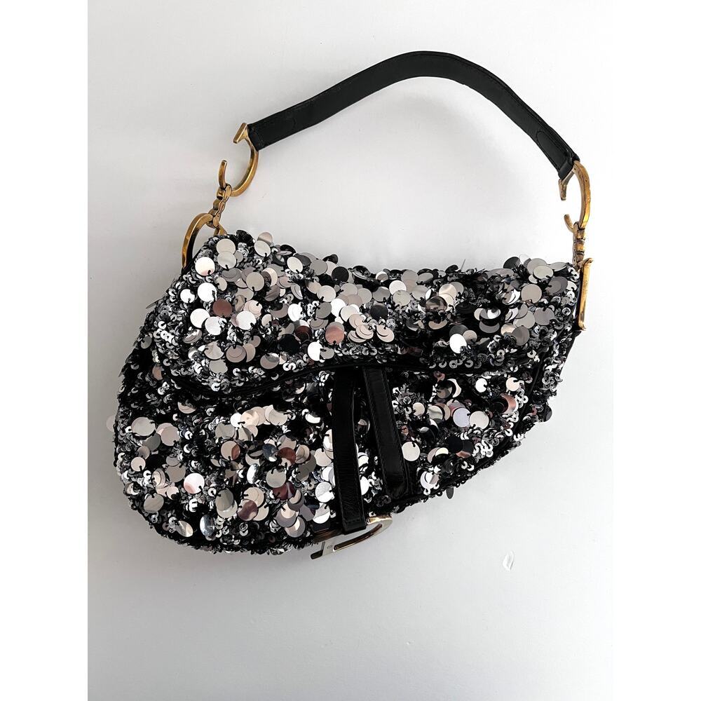 Dior silver sequin saddle bag - Picture 2 of 9